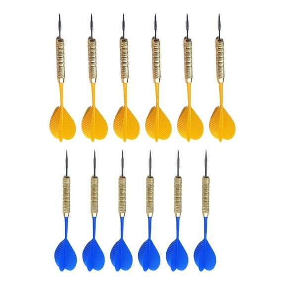 BESTSKY 12Pcs Darts Custom-Designed Steel Tip Darts,Impact-Resistant Darts Metal Tip Set for Long-lasting Use,Yellow and Blue