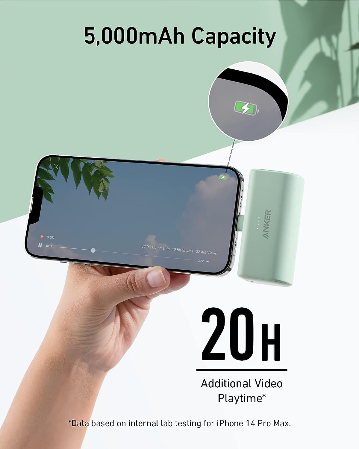 Portable Charger with Built-In Lightning Connector, MFi Certified