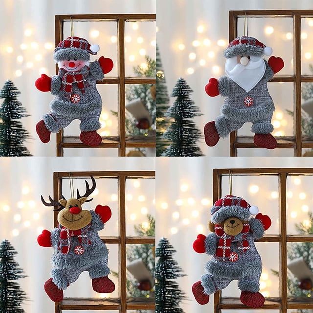 Set de adornos navideños - Colgante de figura de muñeco de nieve de 14x18,5 cm para adornos colgantes de árbol, ventana y puerta