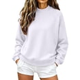 thumbnail image 2 of Womens Solid Color Mock Neck Pullover Sweatshirt, Oversized No Pocket Long Sleeve Brushed Fleece Pullover with Ribbed Cuff, Loose Soft Mock Neck Sweatshirt for Spring Fall Mild Winter White, 2 of 4