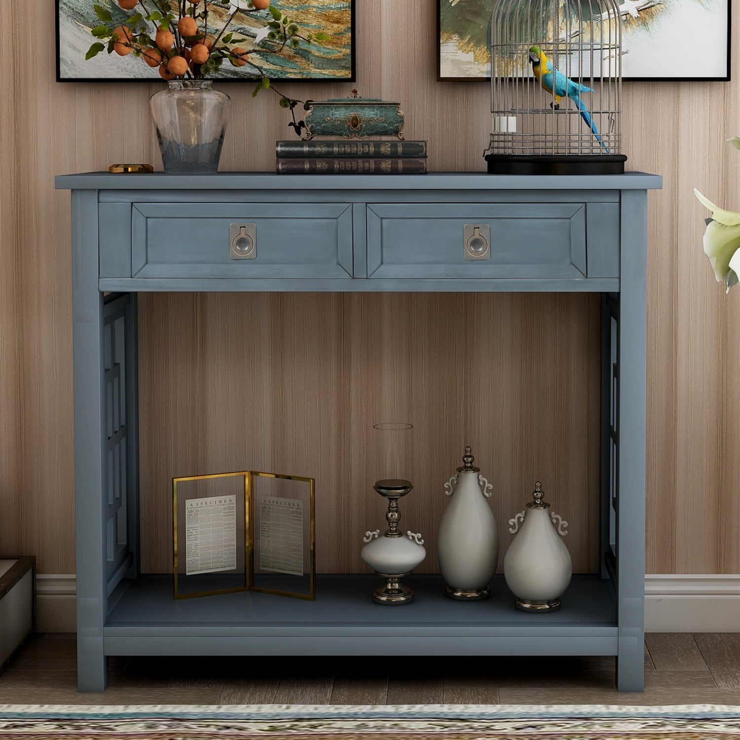 Entryway Table Foyer Console Table with Storage Drawer and Shelf, Sofa