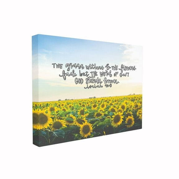 The Stupell Home Decor Collection The Word of God Stands Forever Sunflower Field Photography Stretched Canvas Wall Art, 16 x 1.5 x 20