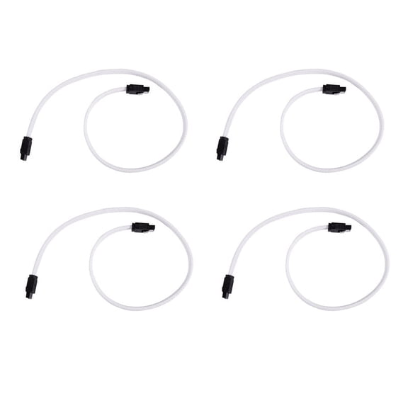 4X 50CM SATA 3.0 III SATA3 7pin Data Cable 6Gb/s SSD Cables HDD Data Cord Premium Version(White)