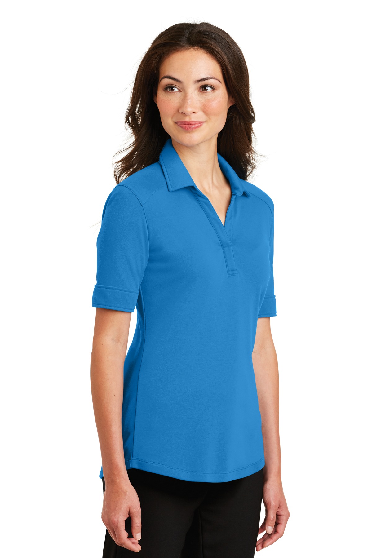 Port Authority Adult Female Women Plain Short Sleeves Polo Brilliant Blue Large - image 4 of 6