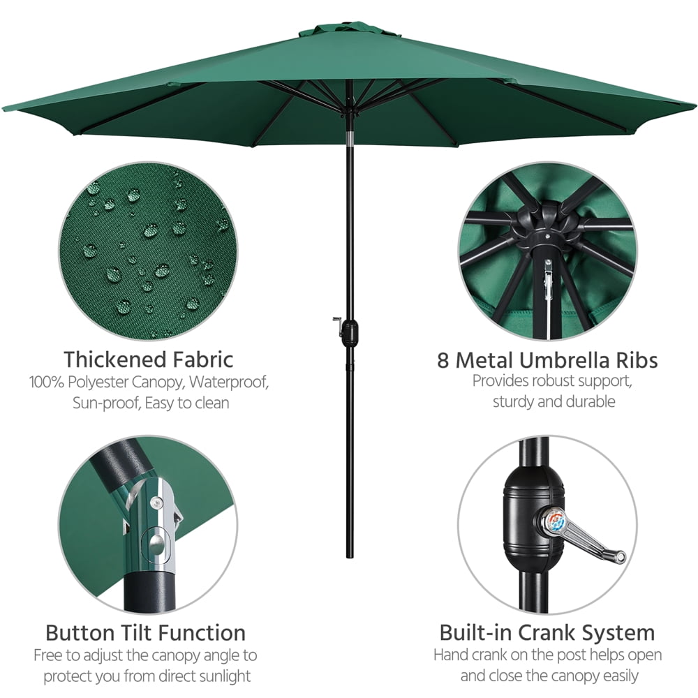 Renwick 98" Dark Green Round Tilting Patio Umbrella
