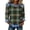 Navy, variant on Tnhcen Women's Plaid Flannel Shirt with Denim Collar, Long Sleeve Casual Top, Vintage Button Down Blouse for Fall, Soft Fleece Lining, Sizes S-2XL