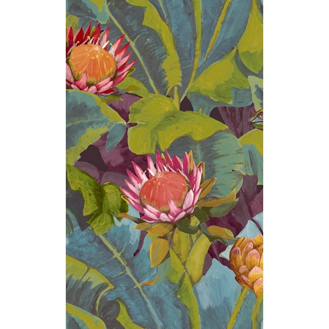 Dark Blue & Beige Wildlife Tropical Wallpaper R8144