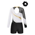 thumbnail image 2 of TSSOE Girls Kids Sequin Metallic Gymnastics Leotard with Shorts Dance Unitard Biketards Dancewear White&Black 8, 2 of 5