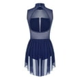 thumbnail image 4 of Aiihoo Costume de Danse Lyrique pour Femmes avec Strass Scintillants, Robe Justaucorps de Ballet en Maille Transparente Patchwork Bleu Marine TTG, 4 of 7