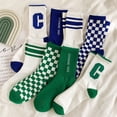 thumbnail image 2 of Calcetines deportivos para estudiantes con diseño de tablero de ajedrez en color azul Klein C, calcetines para parejas, calcetines para hombre, 2 of 6