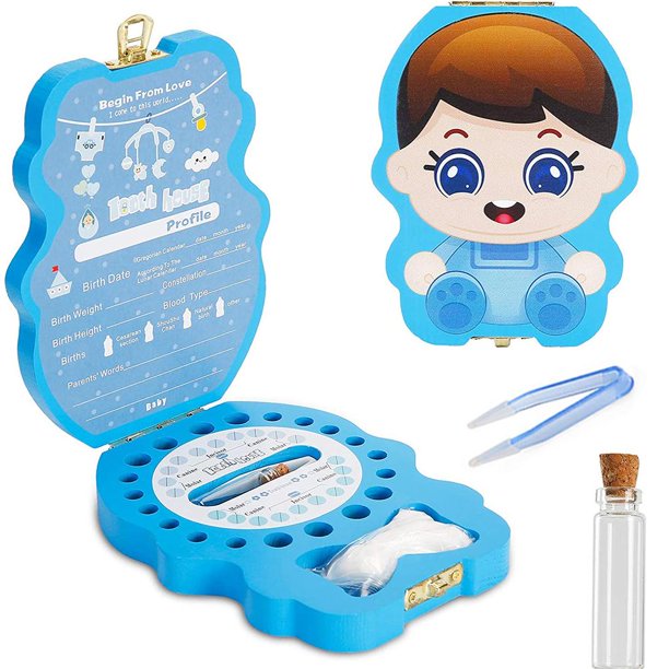 Caja De Almacenamiento De Dientes Caja De Almacenamiento De Dientes De Bebé Caja De Dientes De Leche De Madera Encantadora Para Cumpleaños Navidad Día De Los Niños Sweethay BA001310-02