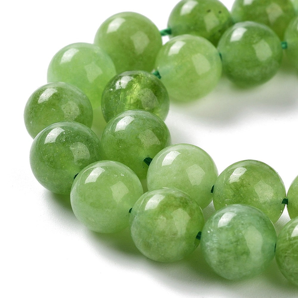 Dyed Natural Malaysia Jade Beads Strands Round Yellow Green 10mm Hole: 1.2mm about 19pcs/strand 7.09 inch(18cm)