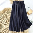 thumbnail image 2 of Women's Pants Cotton Linen Loose Waist Slimming Ankle Length Culottes Casual Wide Leg Pants Flowy Pants, 2 of 5