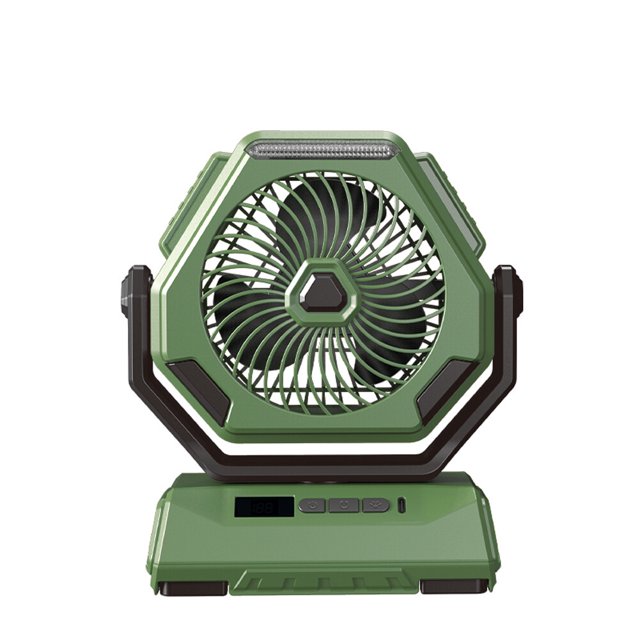 Ventilador de camping multifuncional con luz LED, batería USB de 6 pulgadas
