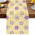 thumbnail image 2 of Purple Wildflower Yellow Plaid Table Runner 13x70in Non-Slip Cotton Linen Table Runners, Watercolor Checkered Dresser Scarves TableRunner for Dinner Kitchen Dining Wedding Party, 2 of 9