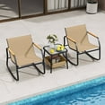 thumbnail image 5 of Costway 3 Piece Rocking Bistro Set with Storage Bag PS Armrests & Tabletop Metal Frame Brown, 5 of 10
