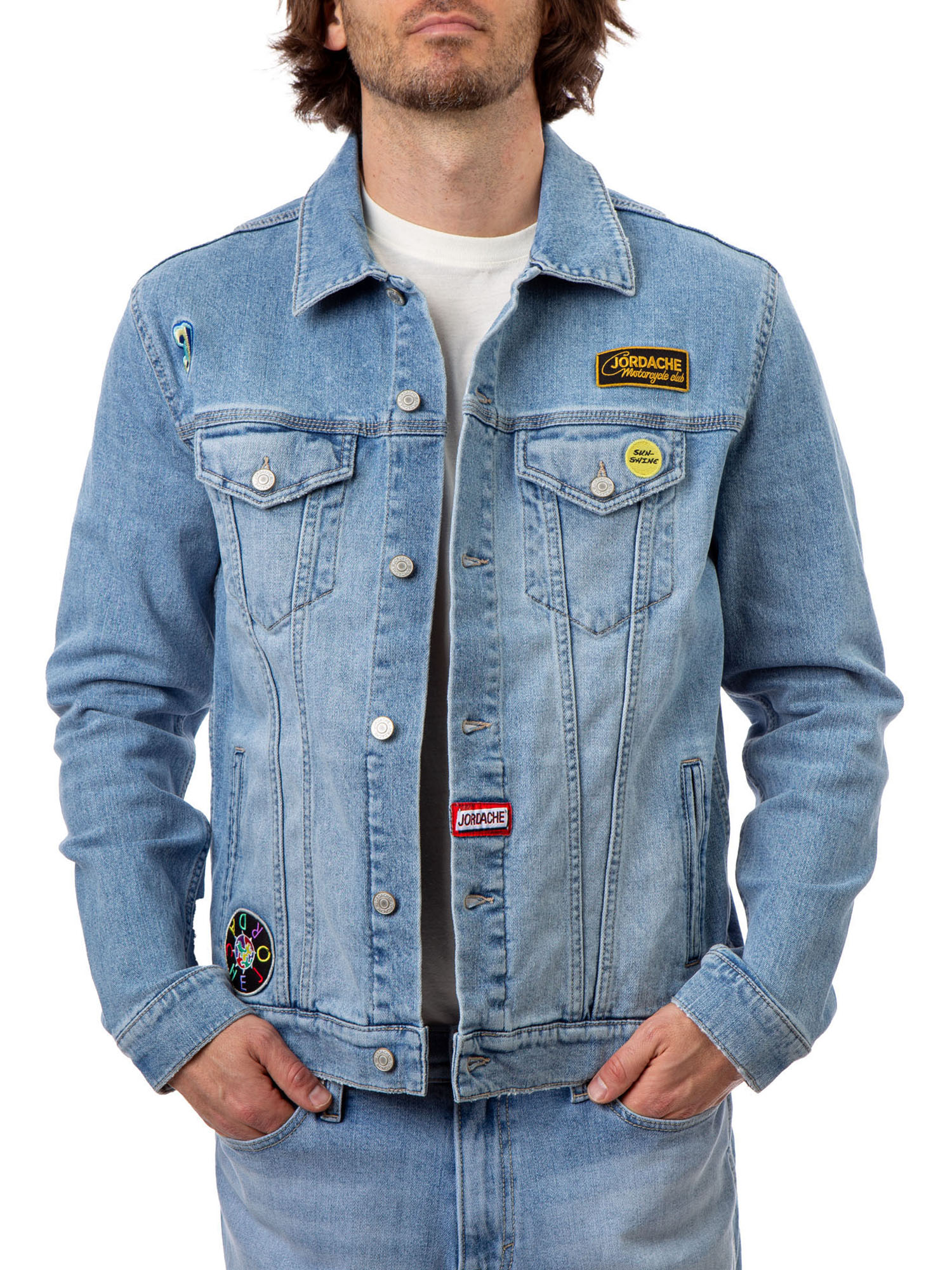 Jordache Vintage Men's Nash Patches Denim Jacket, Sizes S-2XL, Men's Denim Jean Jackets - image 2 of 6
