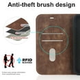 thumbnail image 6 of Decase for Apple iPhone 11 Wallet Phone Case,Shockproof Plain Leather Magnetic Closure Flip Holder Protective Cover with RFID Blocking Card Slots,Brown, 6 of 10