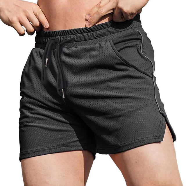 Plebaso Mens Workout Gym Shorts Mesh Breathable Running Shorts Activewear Training Shorts with Pockets