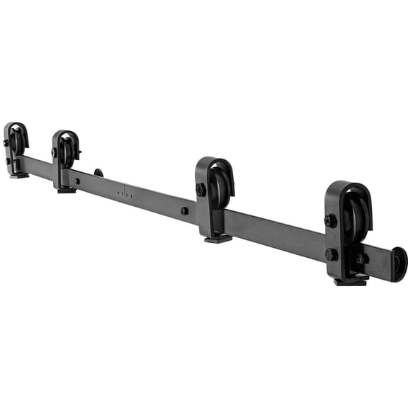 64" Bi-Folding Sliding Barn Door Hardware Kit for Four 15" Doors - Adjustable Industrial Style Rail & Mounting Brackets