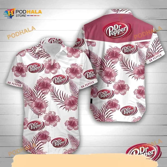 Dr Pepper Beer Funny Hawaiian Shirt, Hibiscus Flower Pattern All Over Print Aloha Shirt