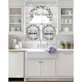 thumbnail image 3 of Farmhouse Wreath Swag Kitchen Curtains Sets for Windows 24 Inch Length, Sweet Home Rustic Plants Texture Grey Wood Short Window Curtain Swags Valances and Tiers 3 Piece Set for Cafe/Dining Room, 3 of 5