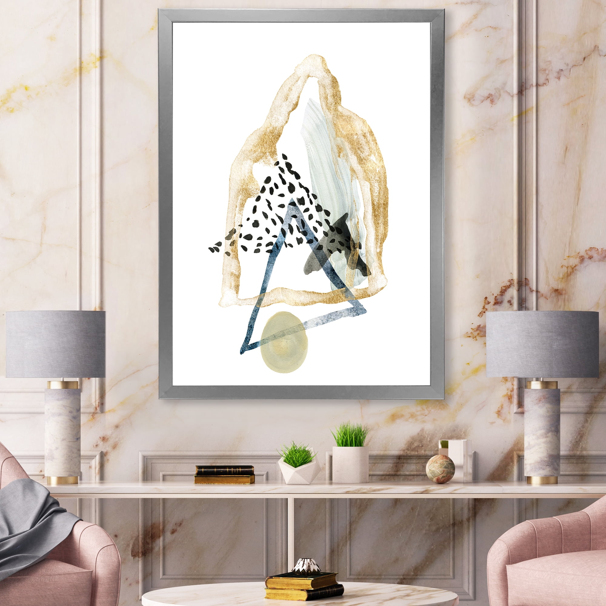 Designart 'Minimalistic Landscape of Moon With Mountains I' Modern Framed Art Print