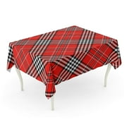 KDAGR Check Tartan Plaid Printing Pattern in Red Black and White British Checker Golf Preppy Tablecloth Table Desk Cover Home Party Decor 60x104 inch