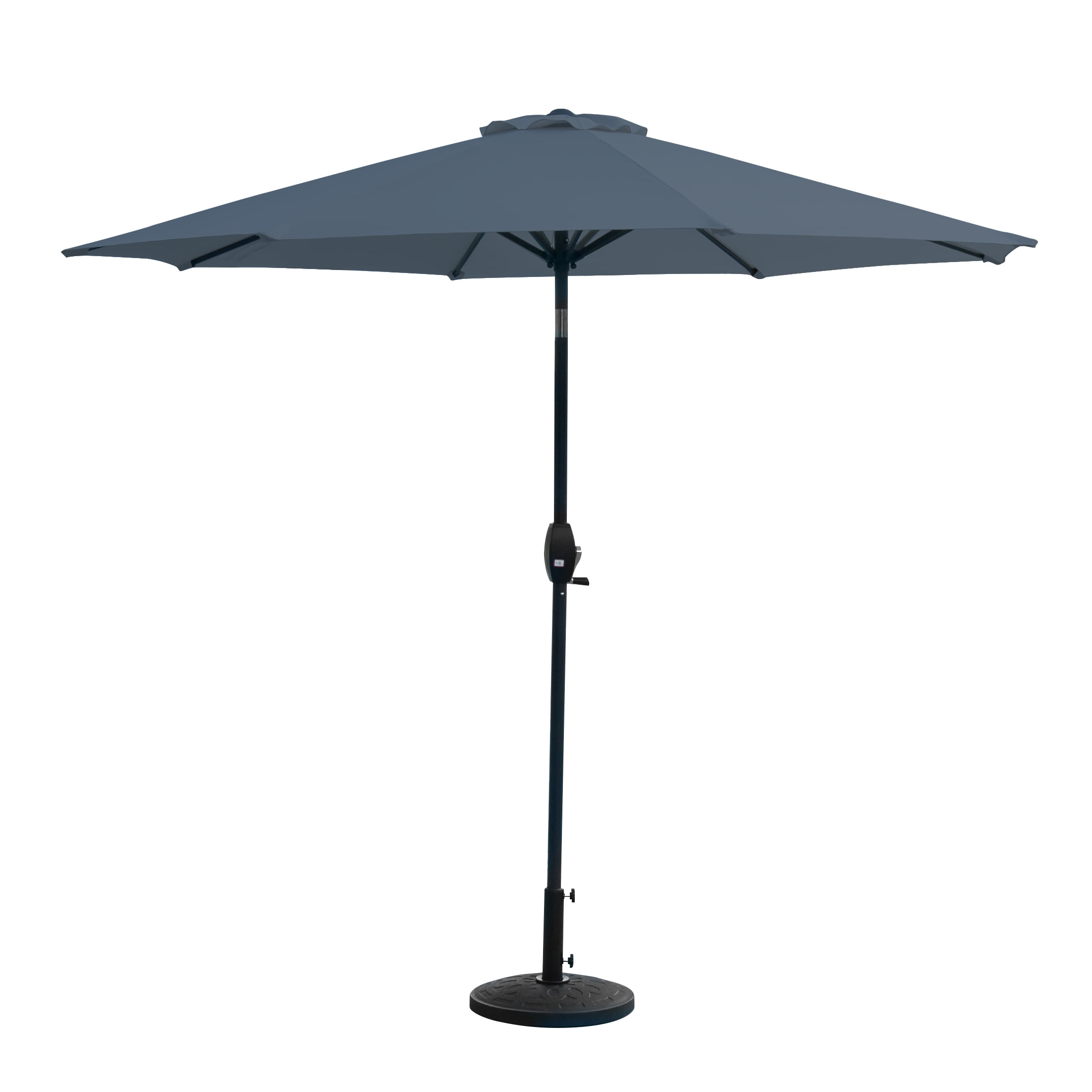 9 ft Tilt and Crank Patio Table Umbrella with Decor Round Resin Base