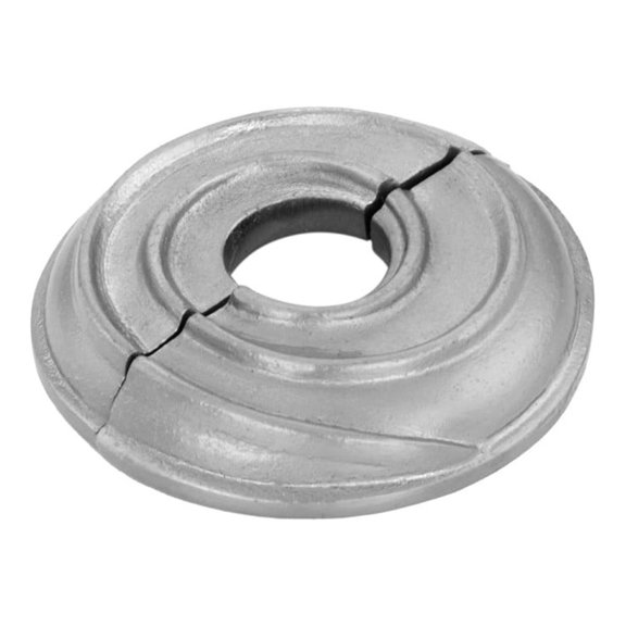 Radiator Flange Satin Finish Spiral 1/2" (IPS) pipe flange: 7/8" inside diameter; 3-1/8" outside diameter