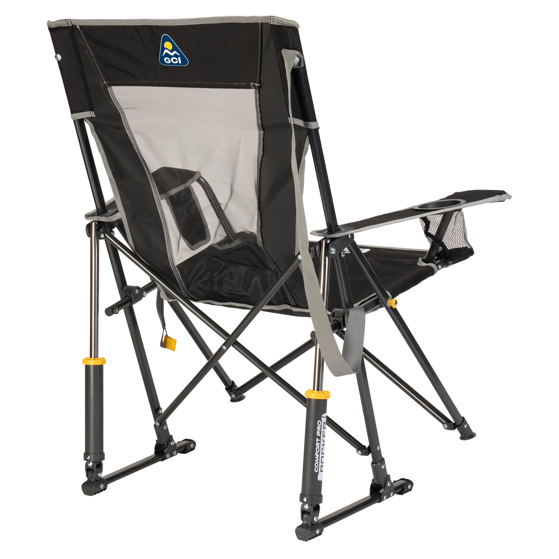 GCI Outdoor Comfort Pro Rocker Camping Chair with Mesh Backrest, Black