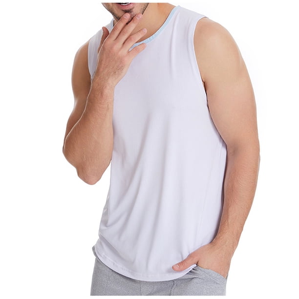 Moda hombre Casual cómodo manga corta Patchwork Tops sudaderas camiseta verano deportes camisas camiseta sin mangas Pompotops oipoqjl30366