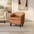 thumbnail image 3 of Renwick Faux Leather Barrel Accent Chair for Living Room, Set of 2, Brown, 3 of 10