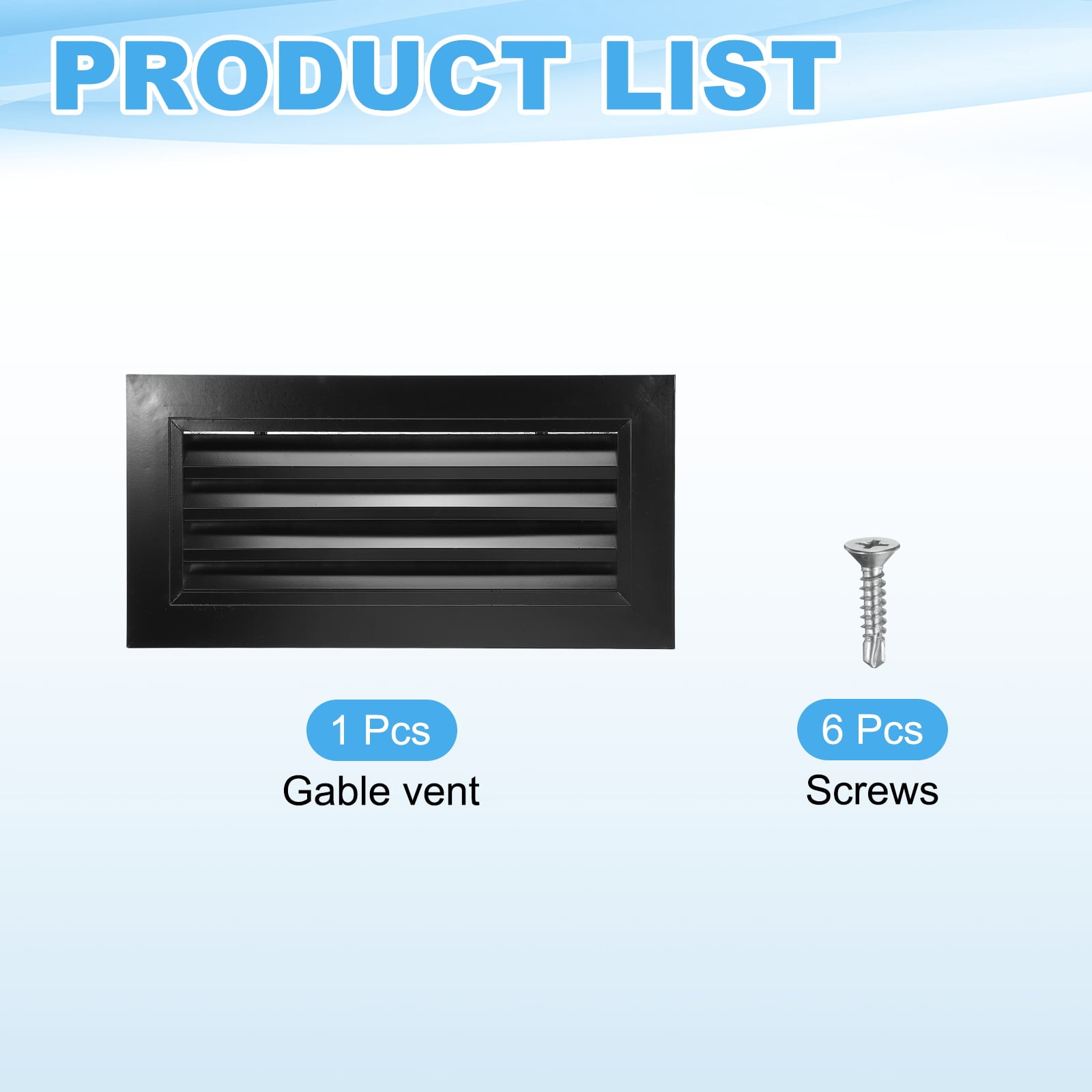 Uxcell 8x16 Inch Gable Vent, 1PCS Aluminum Alloy Wall Shed Vents with Strainer, Black