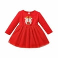 thumbnail image 1 of SGMVNU Robe de Noël pour Filles Décontractée à Manches Longues, Robes de Fête, Robe à Imprimé de Dessins Animés, Tunique Chemise Basique Décontractée, Robes pour 3-4 Ans, Rouge, 1 of 9