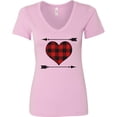 thumbnail image 3 of Inktastic Buffalo Plaid Valentines Day Heart Women's V-Neck T-Shirt, 3 of 5