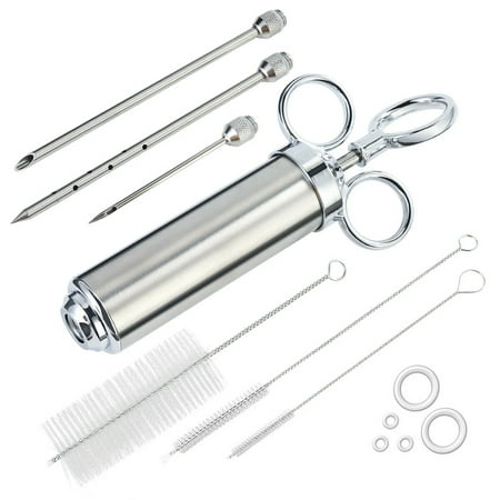 Stainless Steel Meat Injector Kit,Turkey Bbq Syringe Turkey Injector Marinade Flavors,For Bbq Grill Smoker & Brisket Cooking Food