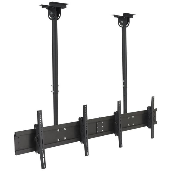 Displays2go TV Mount with Ceiling Suspension, Steel, Aluminum, Adjustable Height – Black (LPGPCLDB)