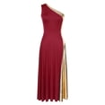 thumbnail image 4 of Alvivi Womens Metallic Gold Color Block One Shoulder Sleeveless Liturgical Praise Dance Dress Burgundy M, 4 of 7