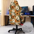 thumbnail image 3 of SCRAWLGOD Daisy Sunflower Print Orange Beige Set of 4 Gaming Chair Covers Cat Proof Game Computer Office Desk Chair Cover Protector with Armrest Slipcovers, 3 of 7