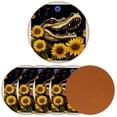 thumbnail image 2 of Crocodile 6PCS Round Microfiber Leather Coasters 11x11 cm/4.3x4.3 in - Set of 6 Drink Coasters for Home and Office - Heat Coaster Set for Cups and Mugs, 2 of 6