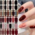 thumbnail image 2 of Nuevo 14 tiras de pegatinas de Gel para uñas de otoño, parche de cobertura completa para uñas, pegatinas para uñas con estampado de leopardo, tiras de esmalte de uñas DIY, fabricación de manicura, 2 of 7