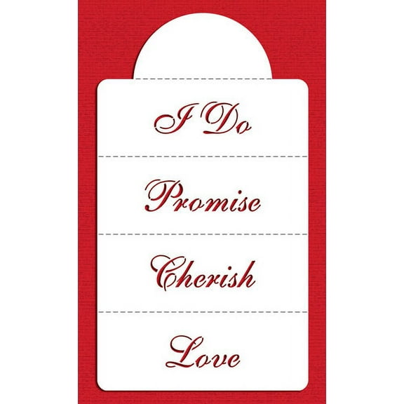 Designer Stencils C812 Love, Cherish, Promise and I Do Lettering Cake Side Stencil, Beige/semi-transparent