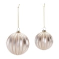 thumbnail image 2 of Melrose Metallic Ribbed Glass Christmas Ball Ornaments - 4" (101.6mm) - Silver  - 6ct, 2 of 5