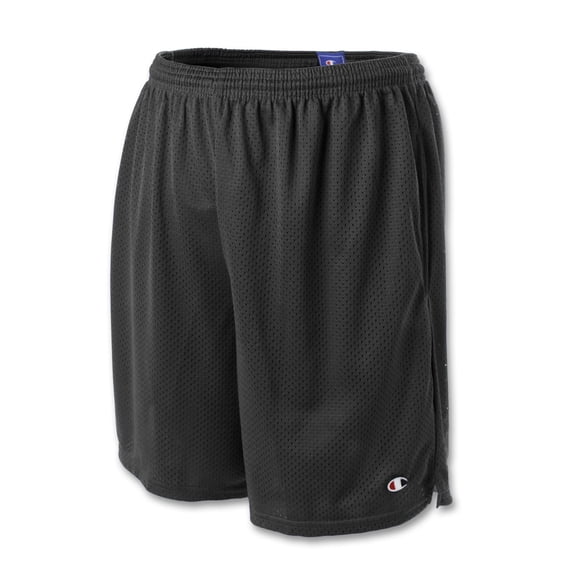 Champion Mens Long Mesh Shorts with Pockets, S, Black