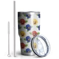 thumbnail image 2 of 30oz Pioneer Flower Floral Print Pattern Tumbler, Double Wall Vacuum Insulated Cup, BPA-Free Leak Proof Lid & Reusable Straws, Hot 12h, Cold 34h, 2 of 6