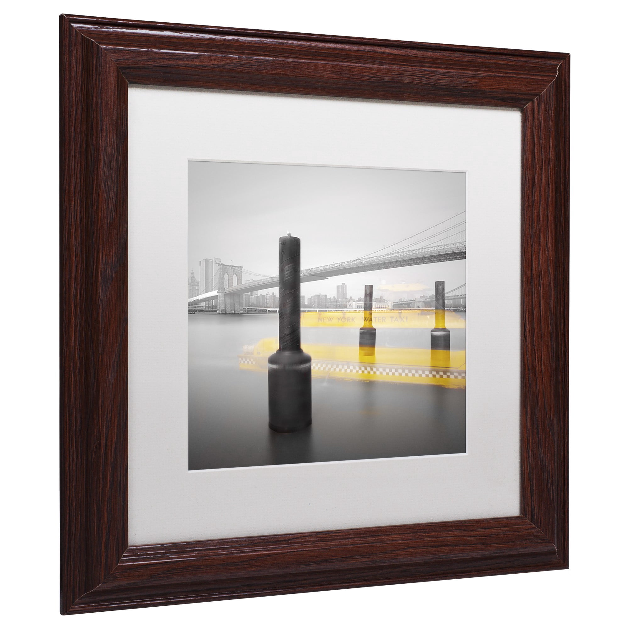 Trademark Fine Art ''New York Water Taxi'' by Moises Levy 16' x 16' White Matted Wood Frame (ALI1054