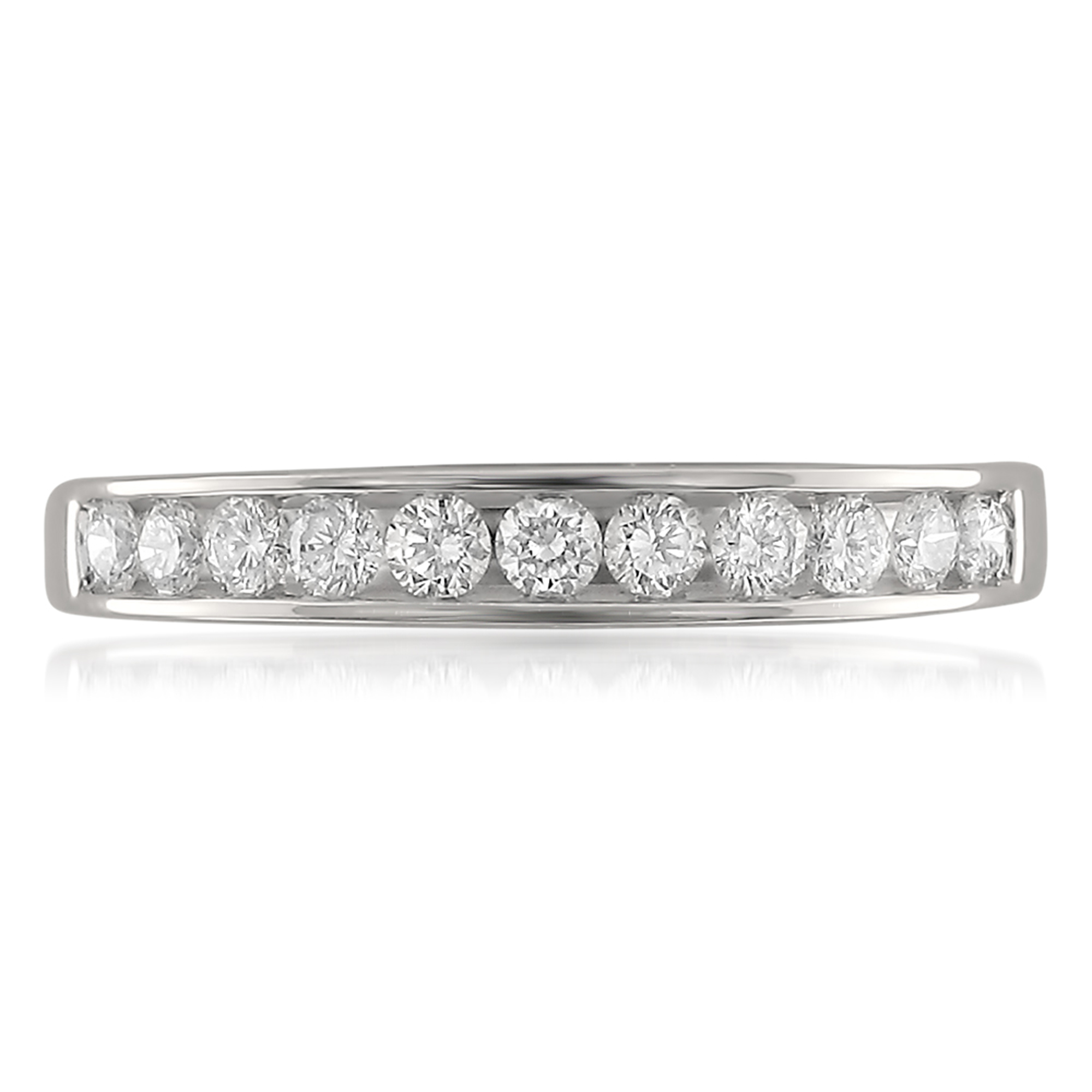 Arista 1/2 Carat T.W. Round Diamond 11 Stone Bridal Wedding Band in 18k White Gold (I-J, VS2-SI1)