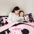 thumbnail image 5 of Feelyou Kawaii Monogrammed R Bedding Comforter Set for Teen, Black Pink Bow-tie Twin Comforter Sets, Cartoon Princess Bow Reversible Bedding Set, Microfiber Bedroom Decor, 2 Pieces, 5 of 8