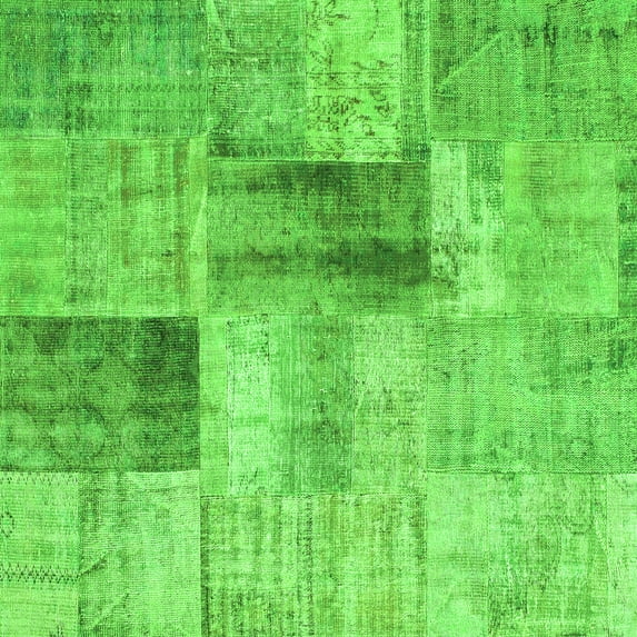 Ahgly Company Indoor Square Patchwork Green Transitional Area Rugs, 4' Square